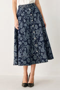 Rosette Floral Jacquard Full Skirt