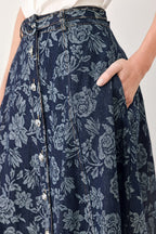 Rosette Floral Jacquard Full Skirt