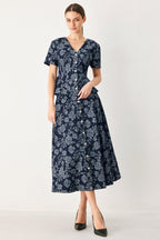 Rosette Floral Jacquard Full Skirt