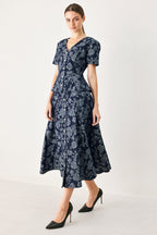 Rosette Floral Jacquard Full Skirt