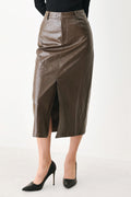Stone Leather Column Pencil Skirt