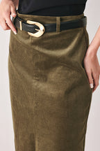 Fernwood Buckle-Belt Midi Skirt
