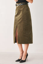 Fernwood Buckle-Belt Midi Skirt