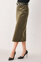 Fernwood Buckle-Belt Midi Skirt