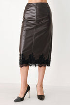 Lace After Dark Faux Leather Pencil Skirt