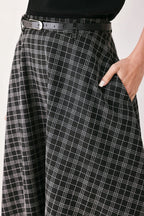 Monochrome Check Full-Sweep Midi Skirt