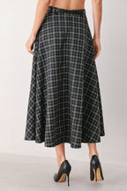 Monochrome Check Full-Sweep Midi Skirt
