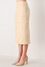 Champagne Whisper Sequin Eyelash Mesh Pencil Skirt