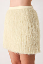 Cream Featherlight Eyelash Fringe Mini Skirt