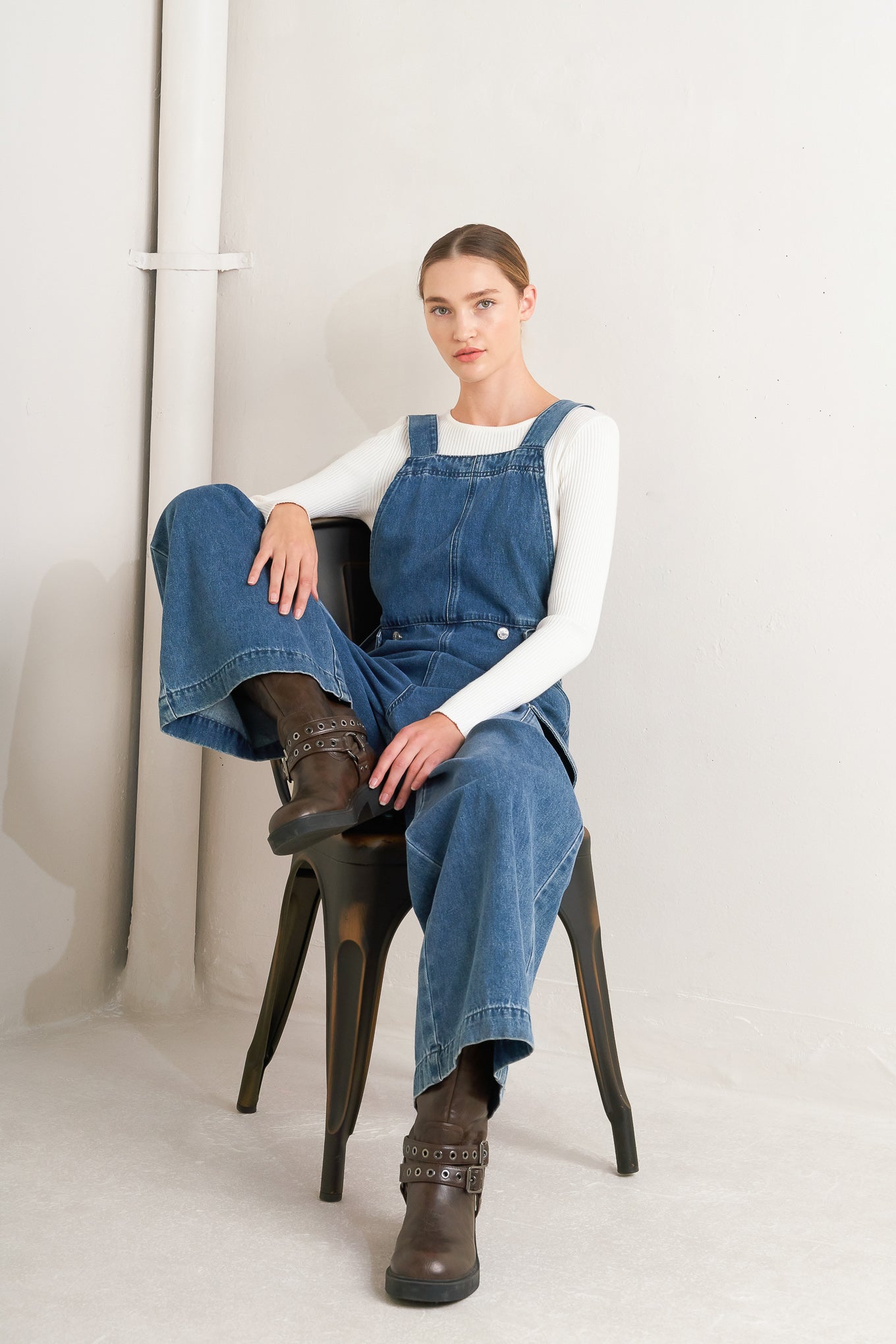 LET ME TALK DENIM CARGO OVERALLS