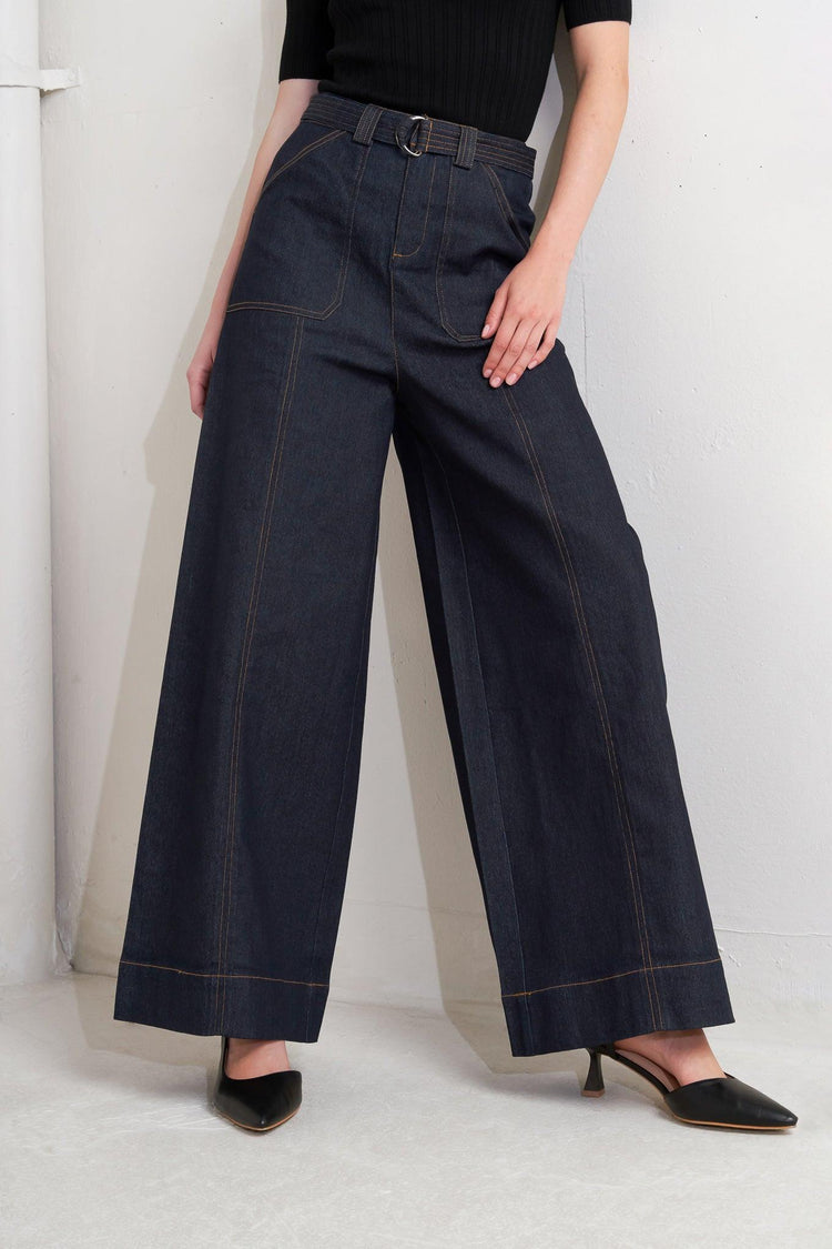Urban Panel Belted Wide-Leg Jeans