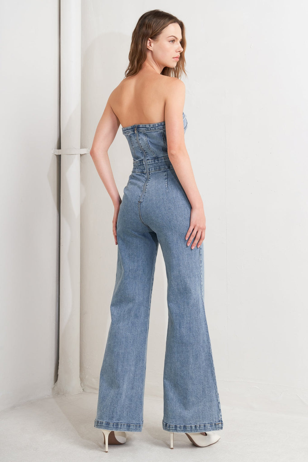 URBAN STRAPLESS DENIM JUMPSUIT