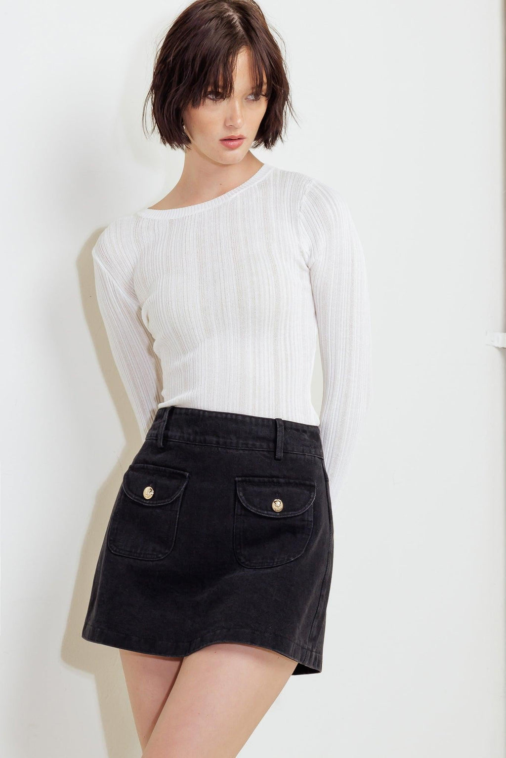 Tailored Flow Black Skort