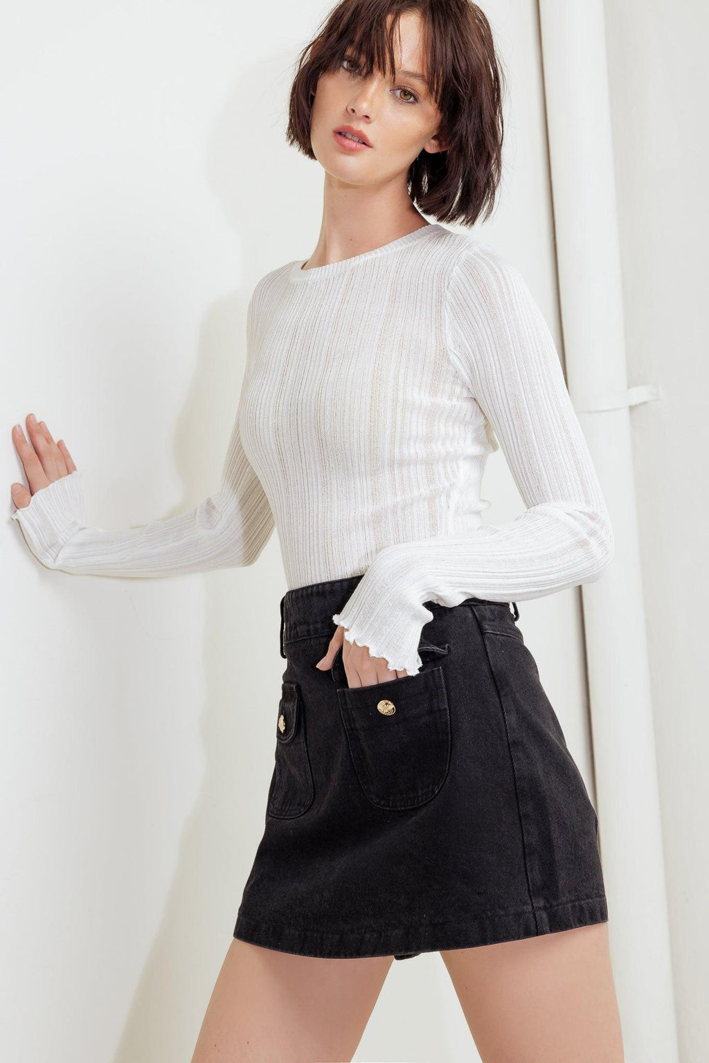 Tailored Flow Black Skort