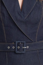 LE BONHEUR V CUT VOW DENIM JUMPSUIT