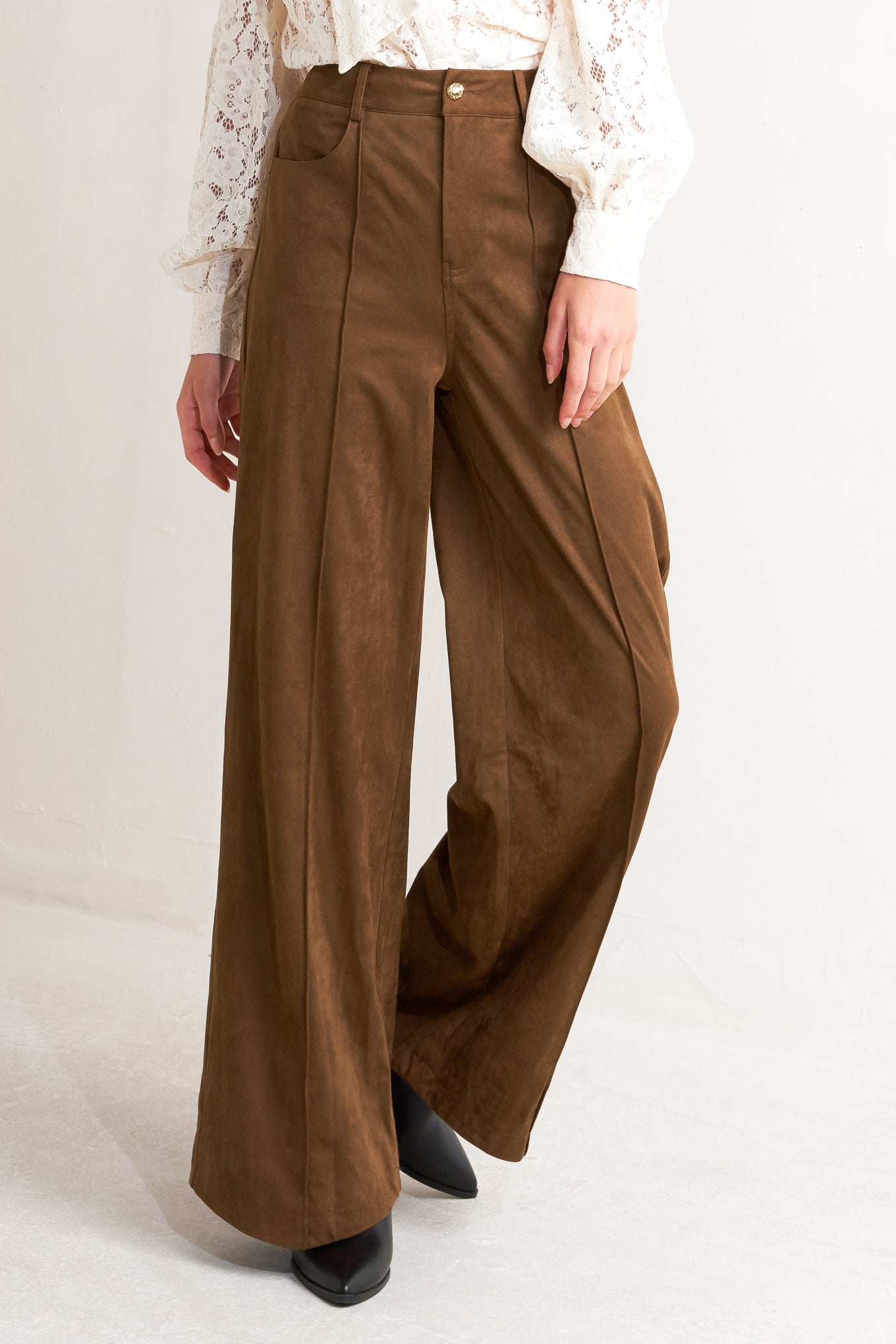 BROWN SUGAR FAUX SUEDE PANTS