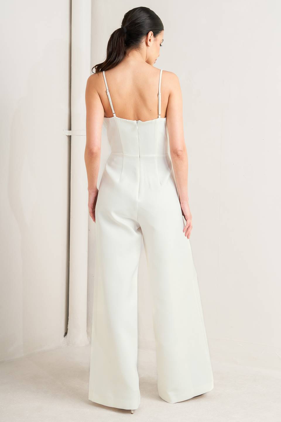 PRISTINE EDGE OFF WHITE WOVEN JUMPSUIT