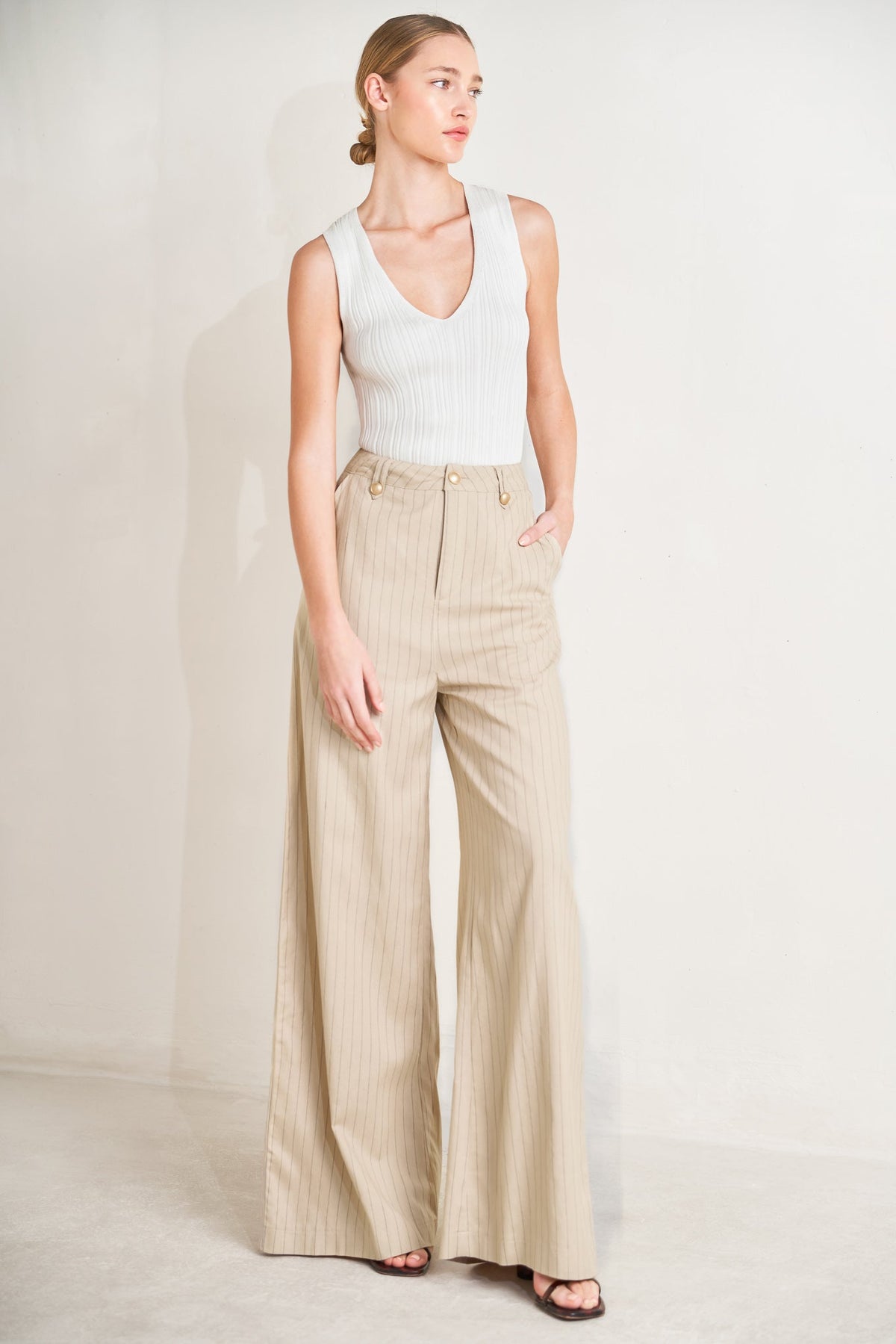 The Boardroom Edit Striped Wide-Leg Pants