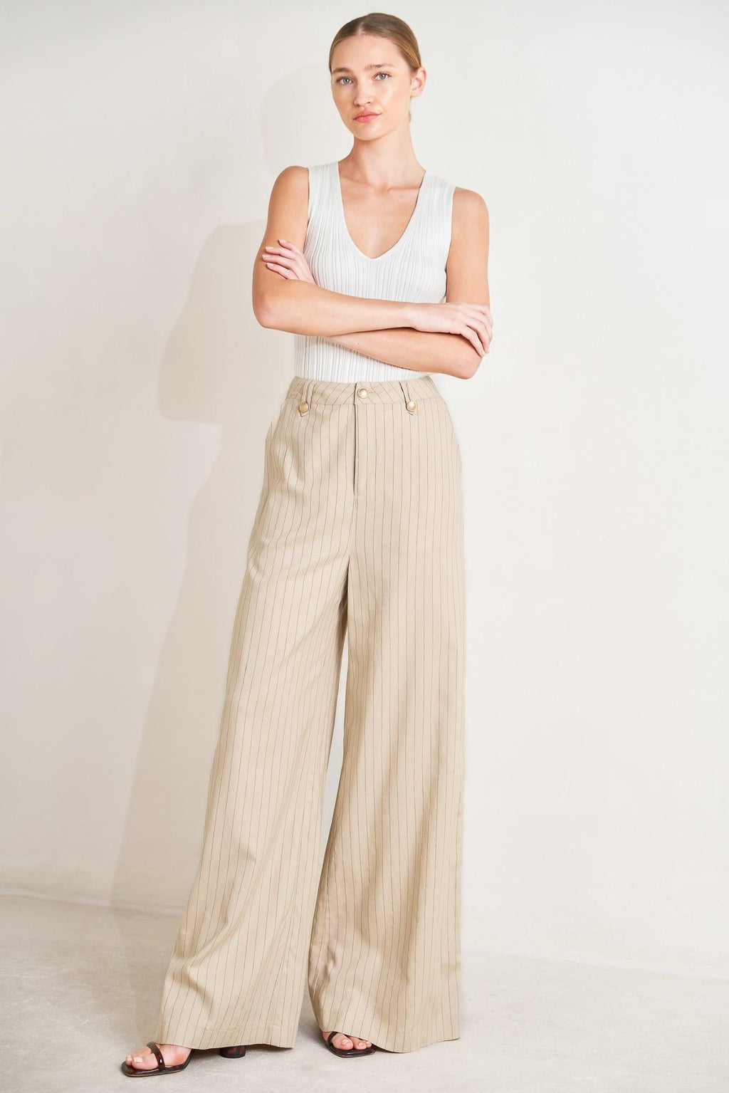 The Boardroom Edit Striped Wide-Leg Pants