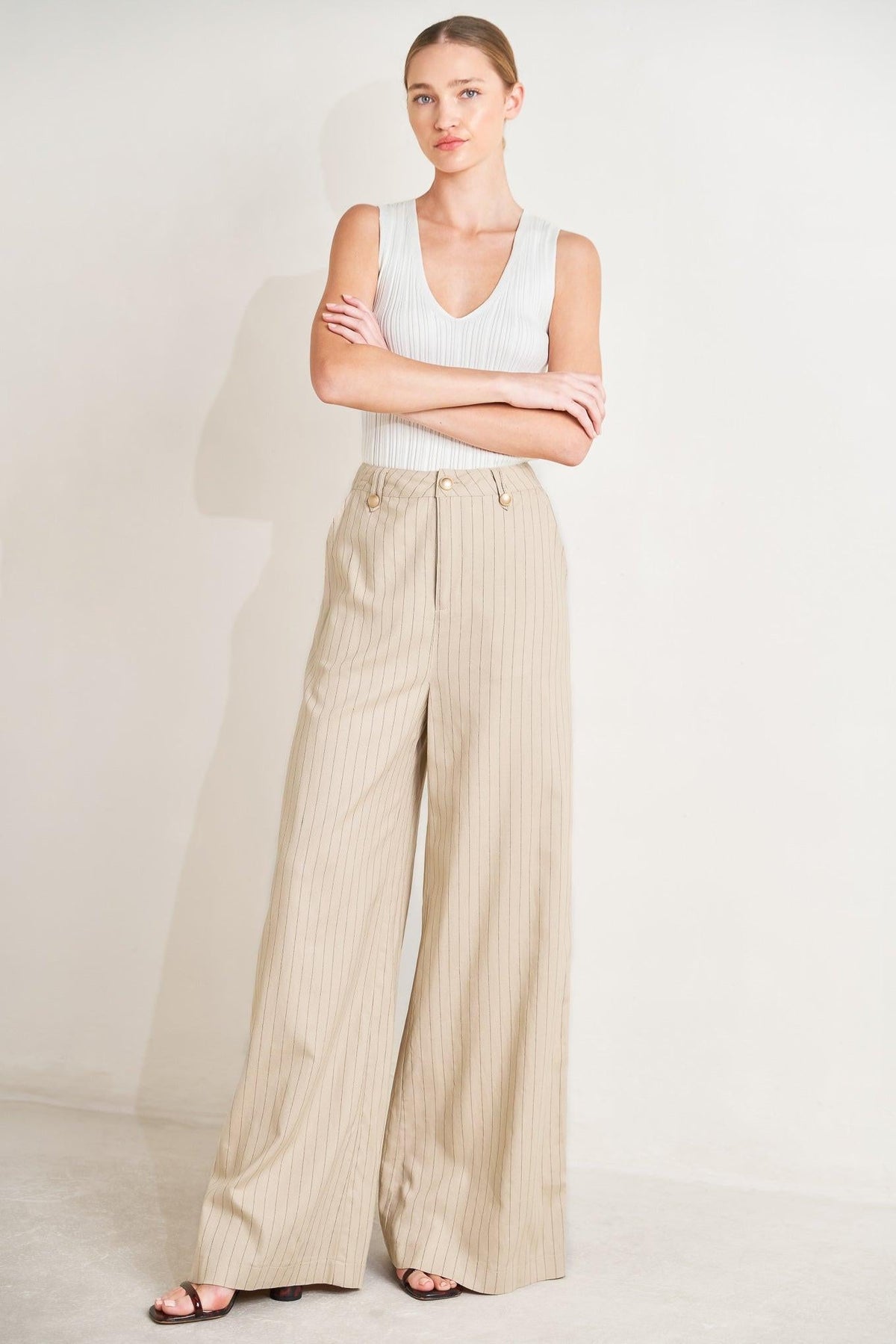 The Boardroom Edit Striped Wide-Leg Pants