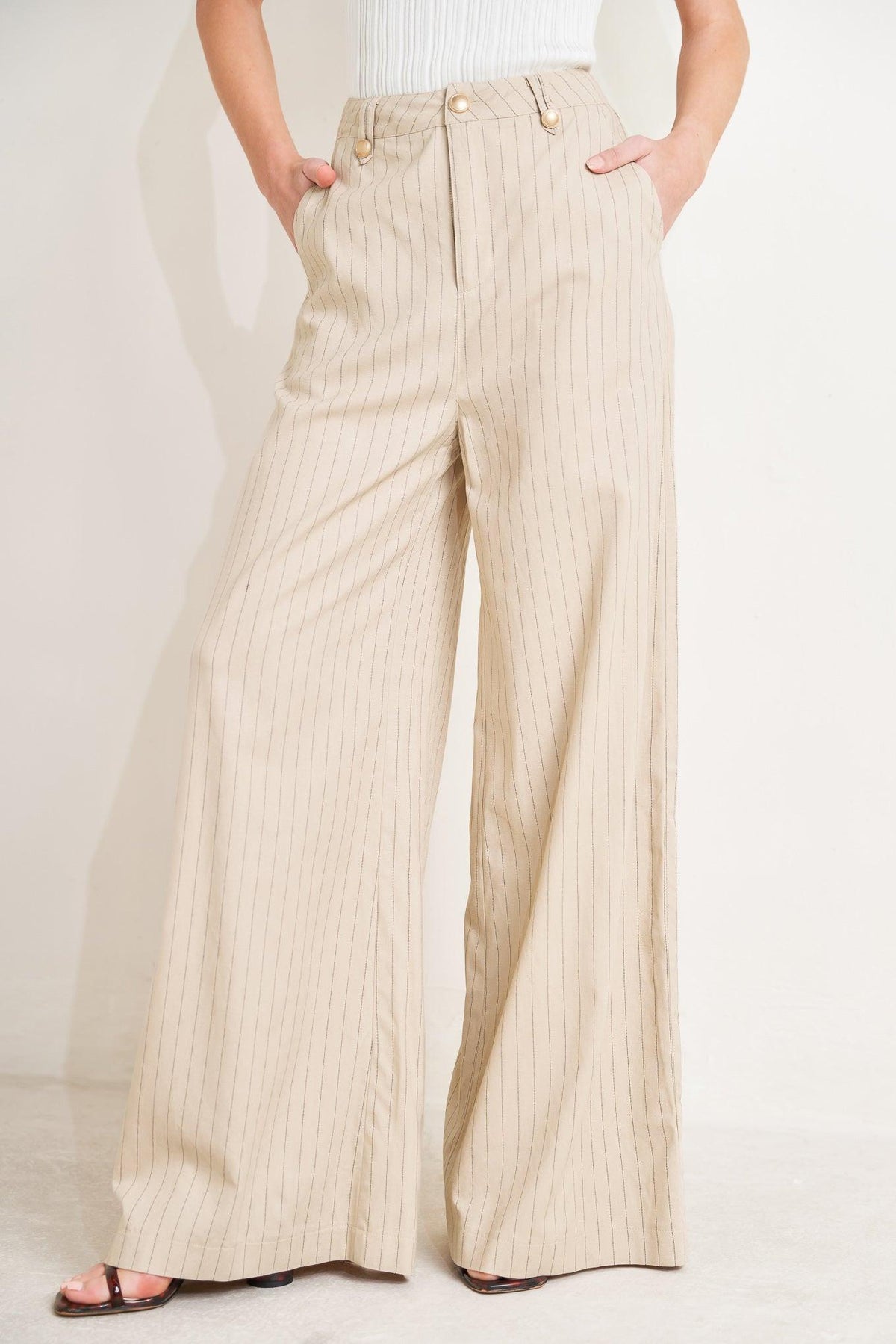 The Boardroom Edit Striped Wide-Leg Pants