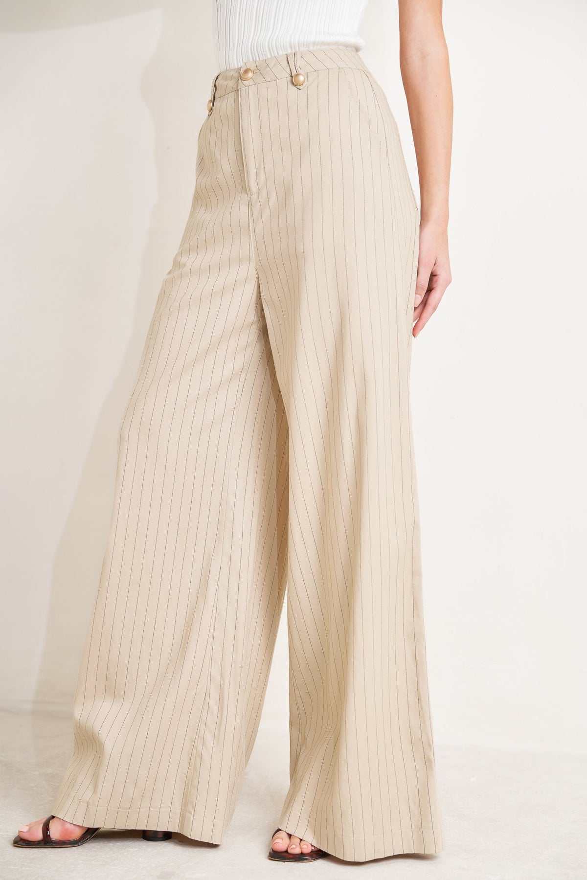 The Boardroom Edit Striped Wide-Leg Pants