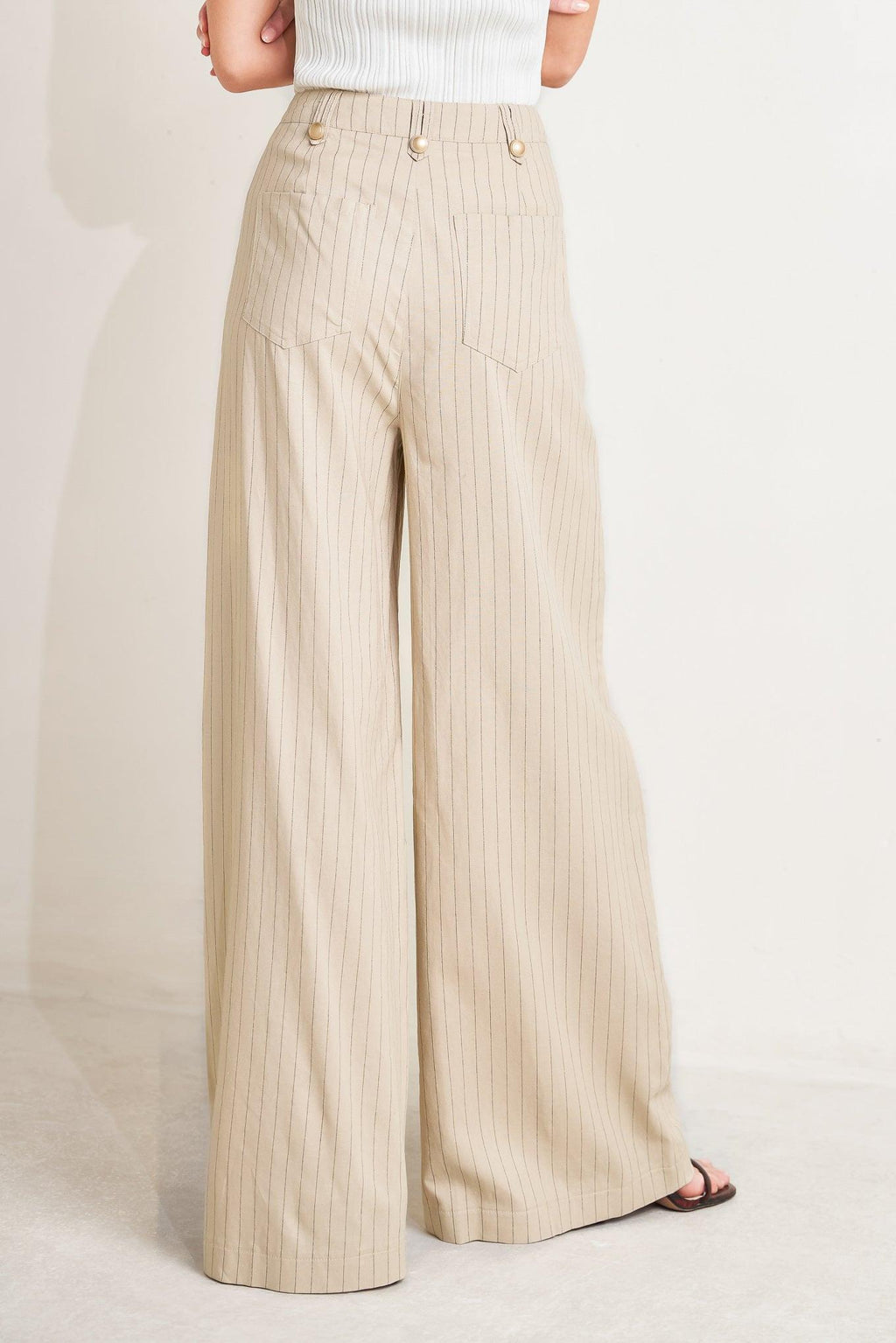 The Boardroom Edit Striped Wide-Leg Pants