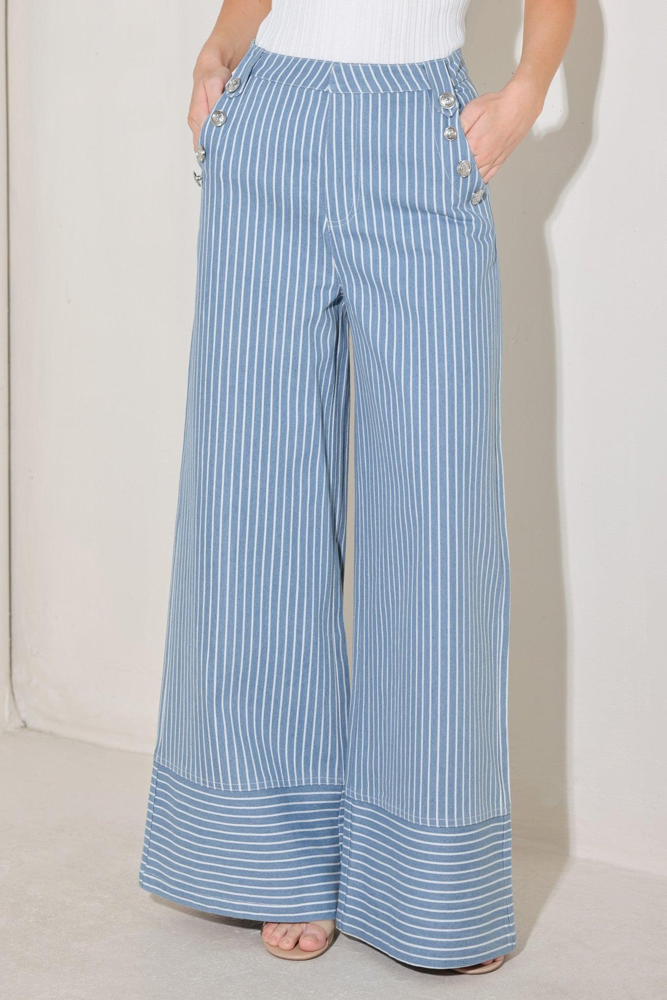 Pinstripe Prestige Wide Leg Pants