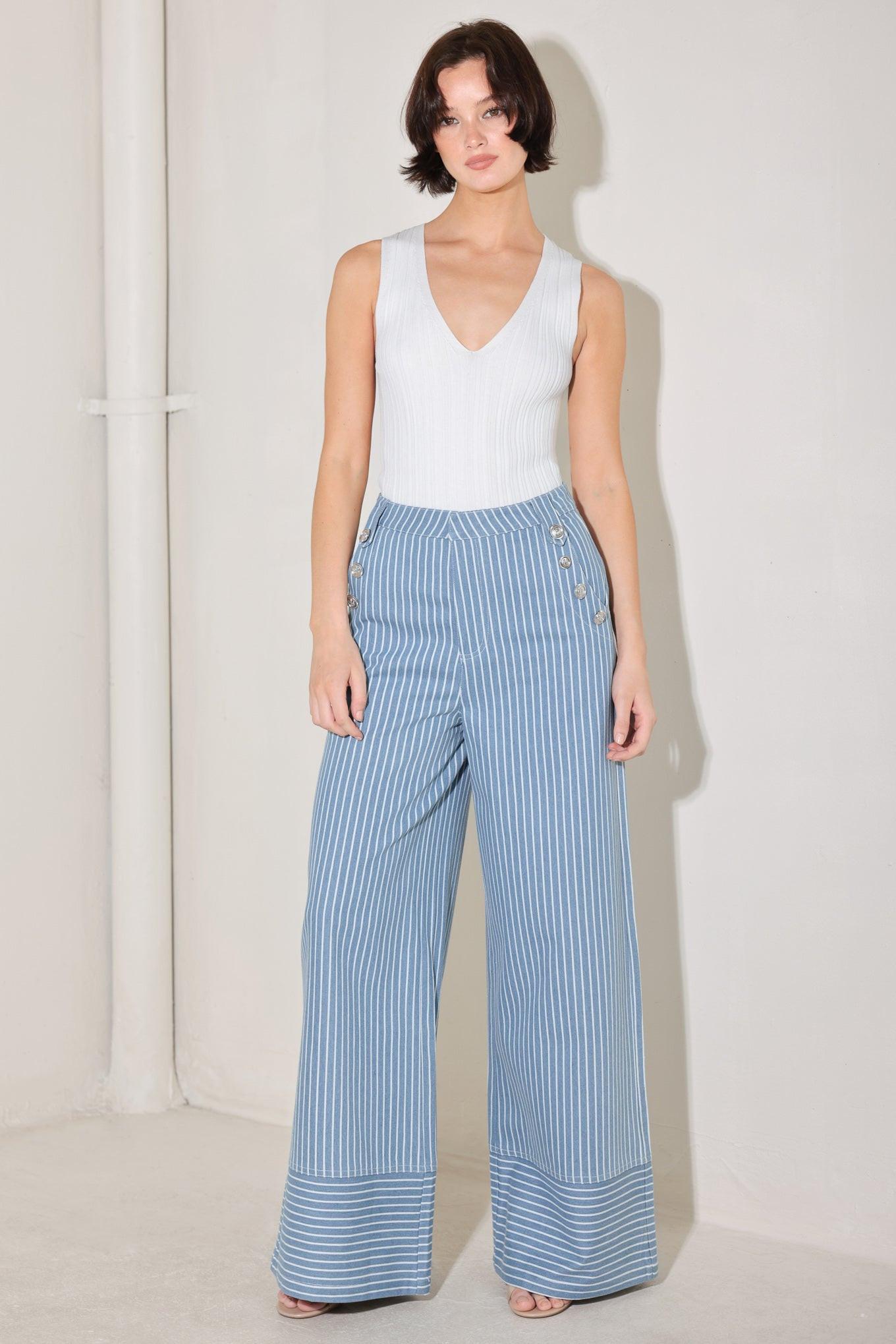 Pinstripe Prestige Wide Leg Pants