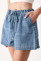 Vintage Bandana Denim Shorts