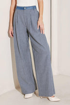 MARINA PINSTRIPE WOVEN SEERSUCKER PANTS