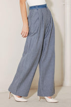 MARINA PINSTRIPE WOVEN SEERSUCKER PANTS