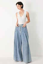 Cloud Wash Palazzo Denim Pants