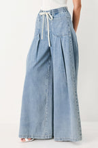 Cloud Wash Palazzo Denim Pants
