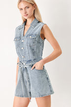 Weekend Blue Look Denim Romper