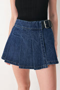 Pleated Denim Skort