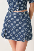 Sweet Daisy Woven Jacquard Denim Skort