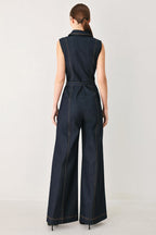 Sleeveless Workwear Denim Jumpsuit
