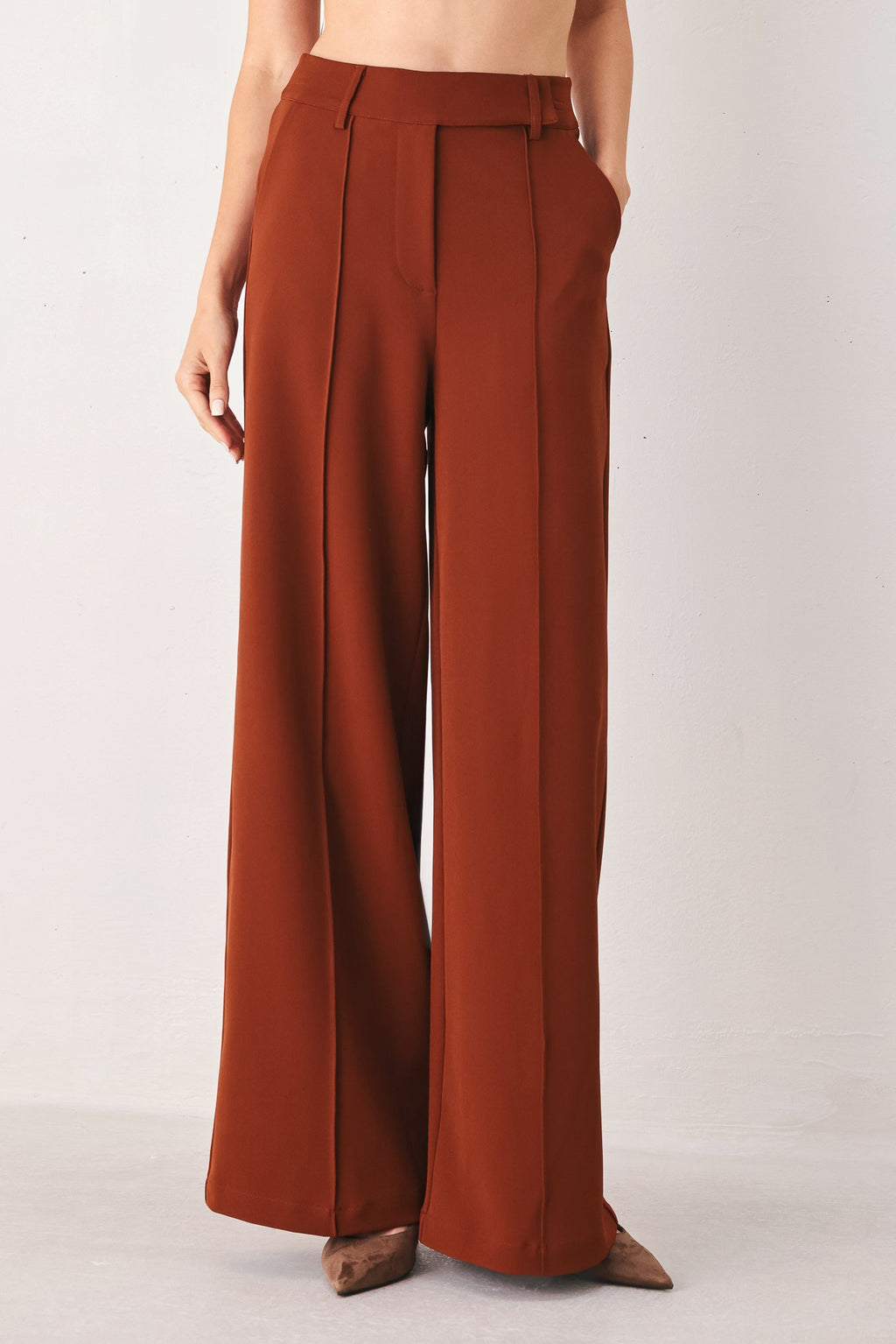 Autumn Rust Flowy Wide Leg Pants