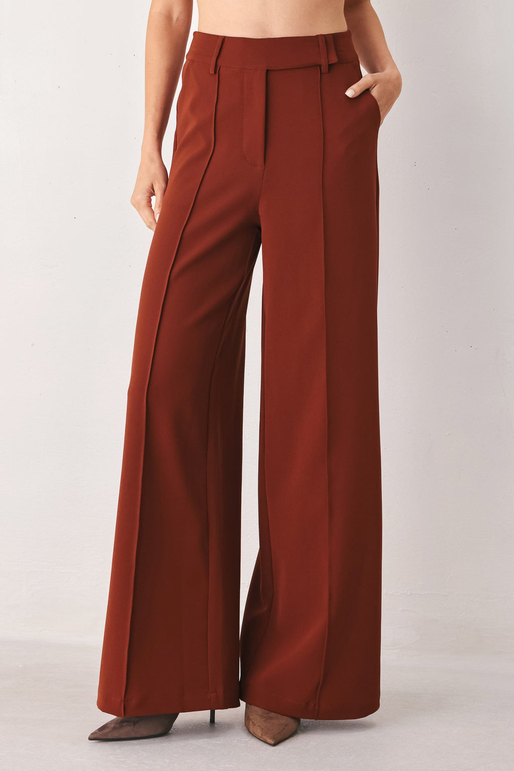 Autumn Rust Flowy Wide Leg Pants