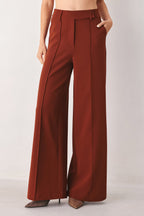 Autumn Rust Flowy Wide-Leg Pants