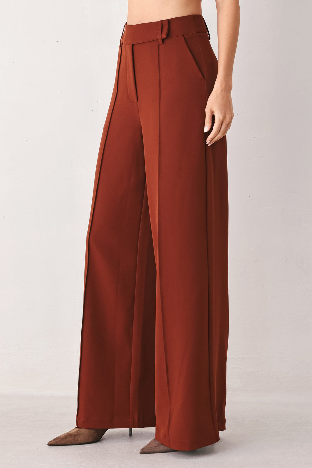 Autumn Rust Flowy Wide Leg Pants