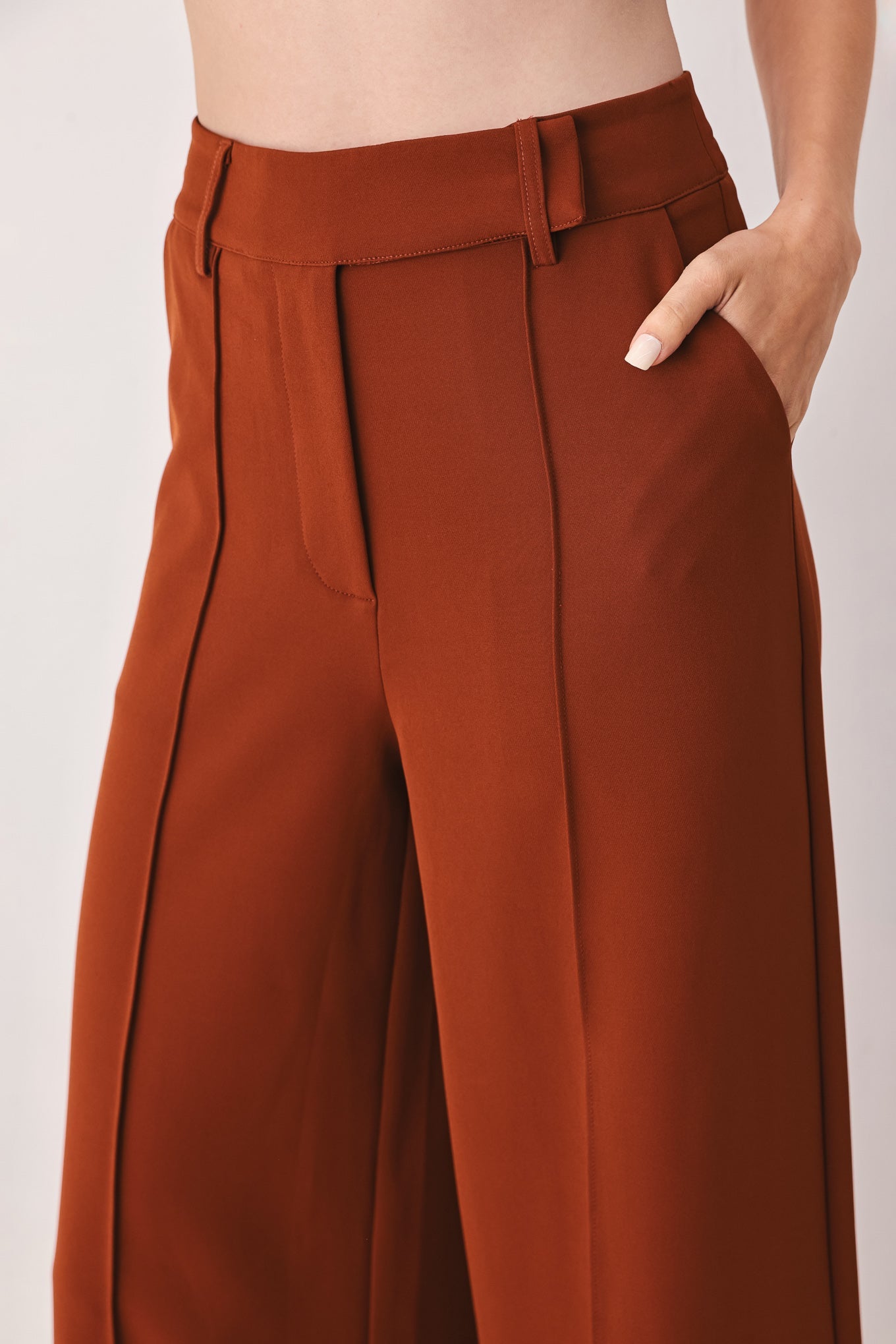 Autumn Rust Flowy Wide Leg Pants