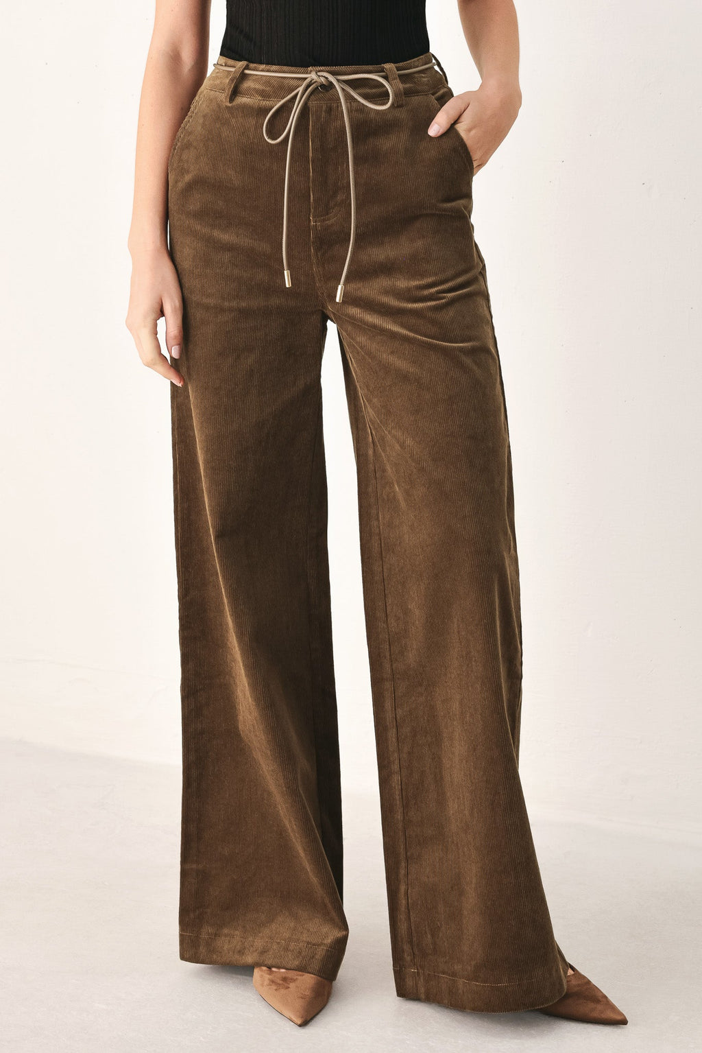 Autumn in Manhattan Belted Corduroy Pants