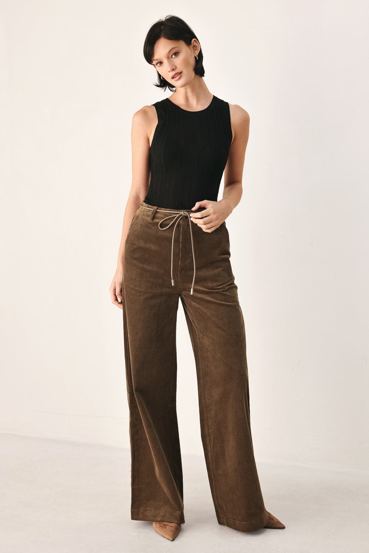Autumn in Manhattan Belted Corduroy Pants