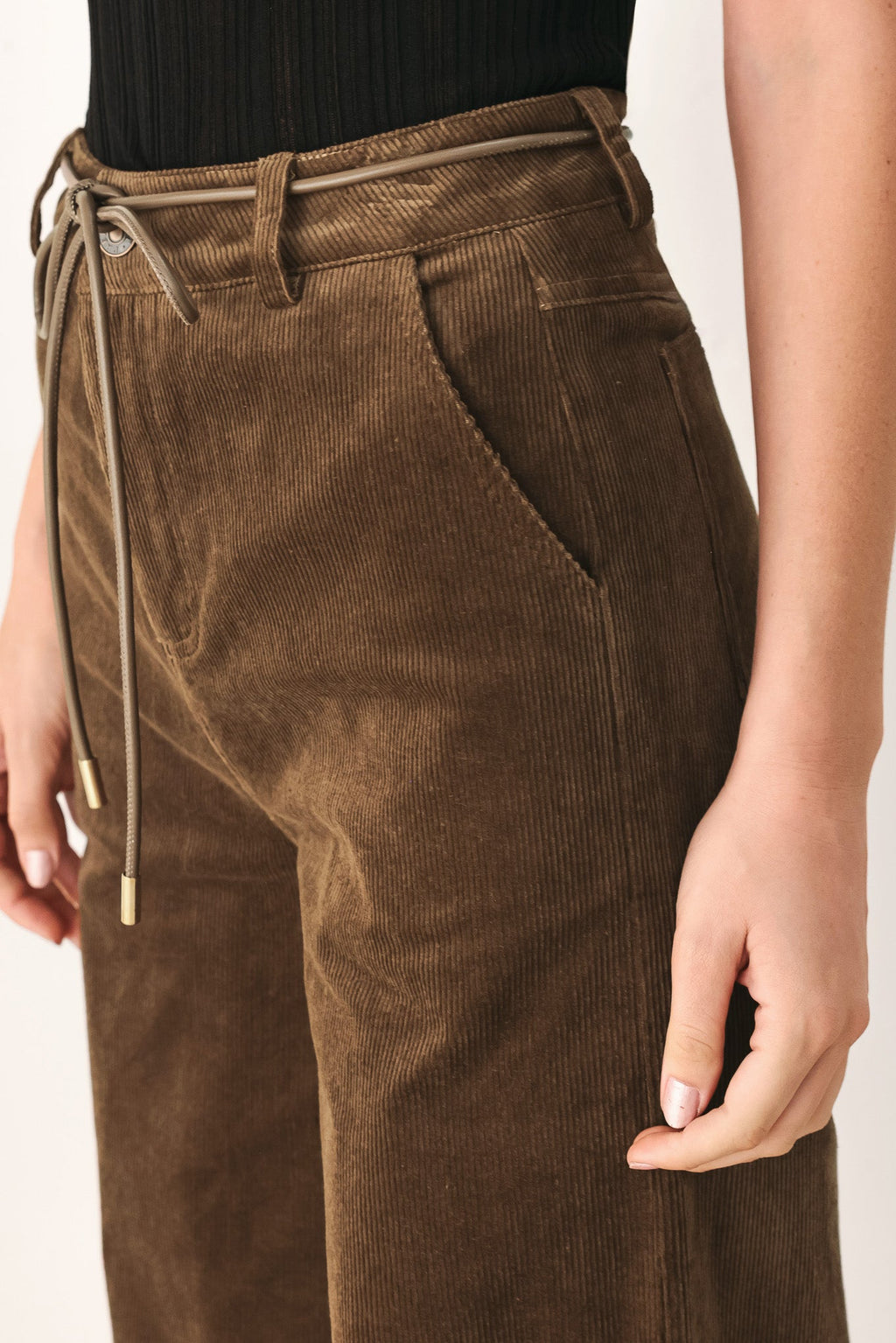Autumn in Manhattan Belted Corduroy Pants