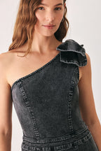 Graphite Petal Edge Denim Jumpsuit