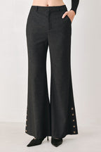 Command Noir Black Button-Hem Flare Pants