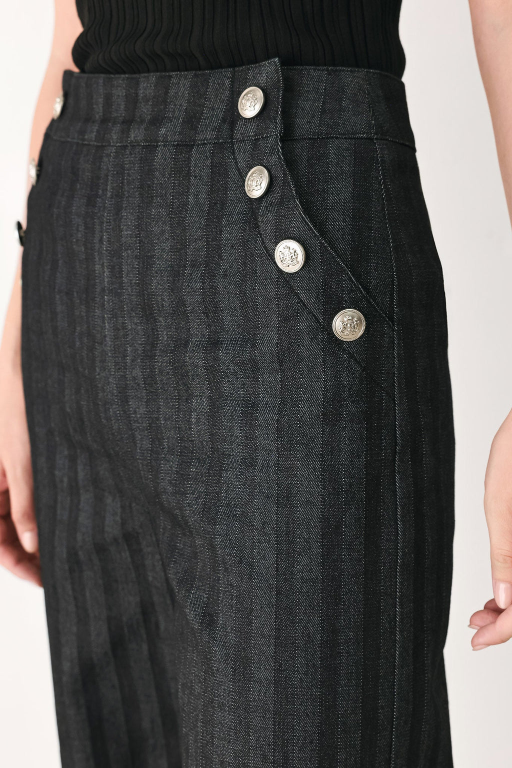 Graphite City Pinstripe Wide-Leg Pants