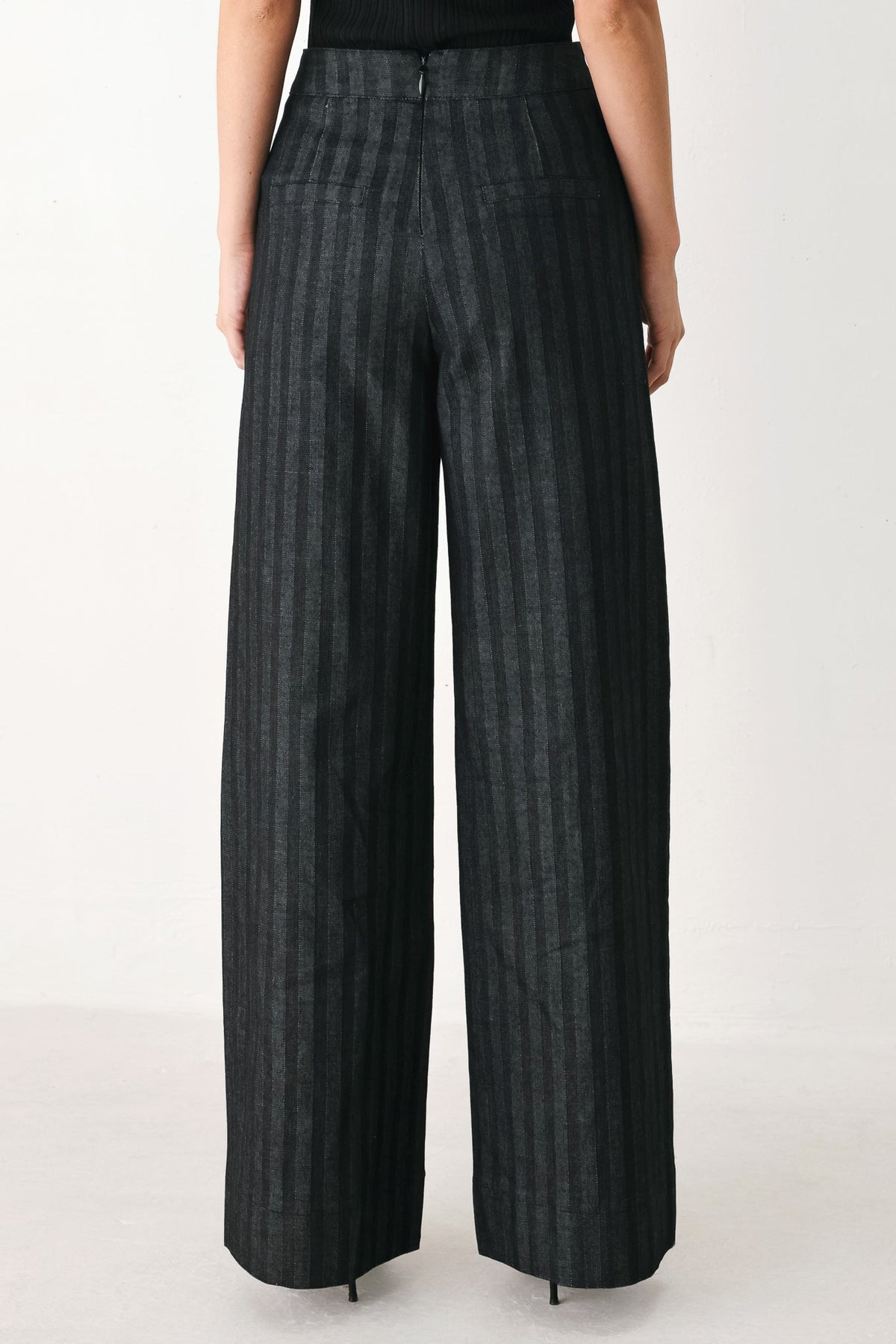 Graphite City Pinstripe Wide-Leg Pants